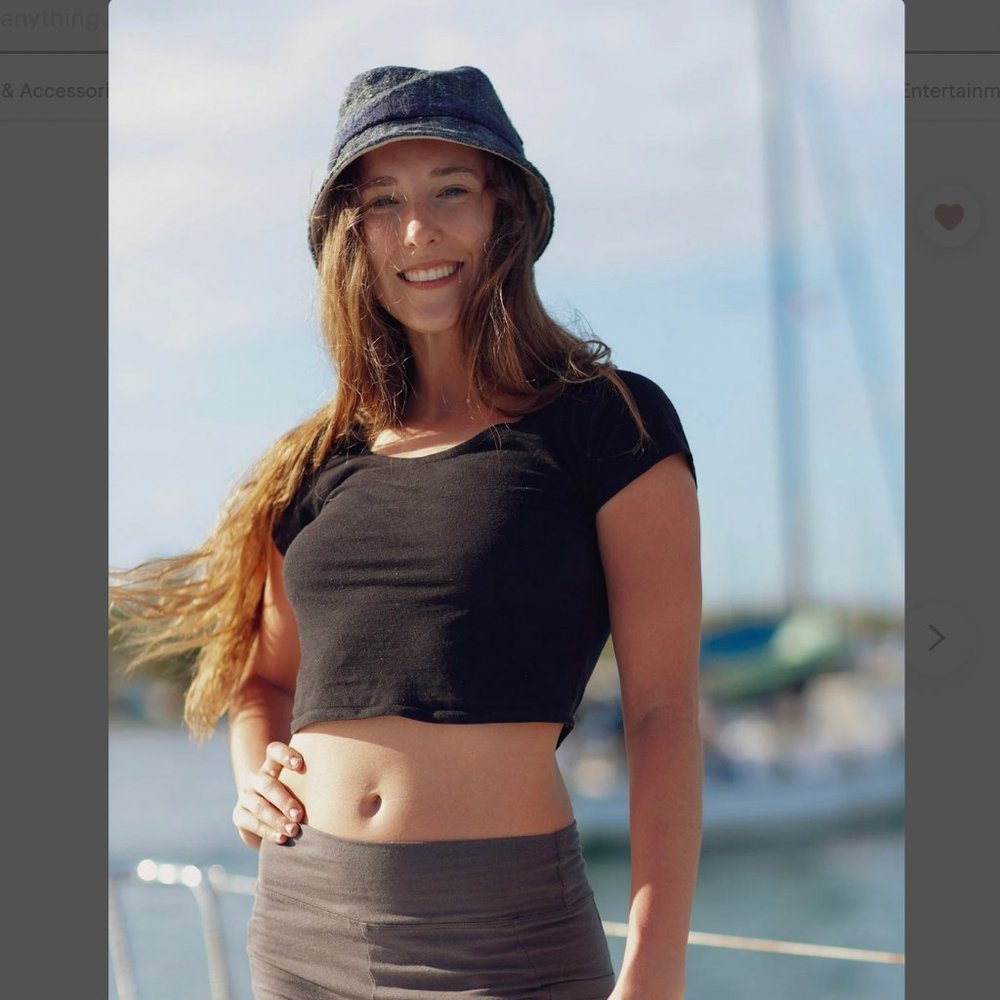 Hemp Yoga Crop Top  - Black - Small